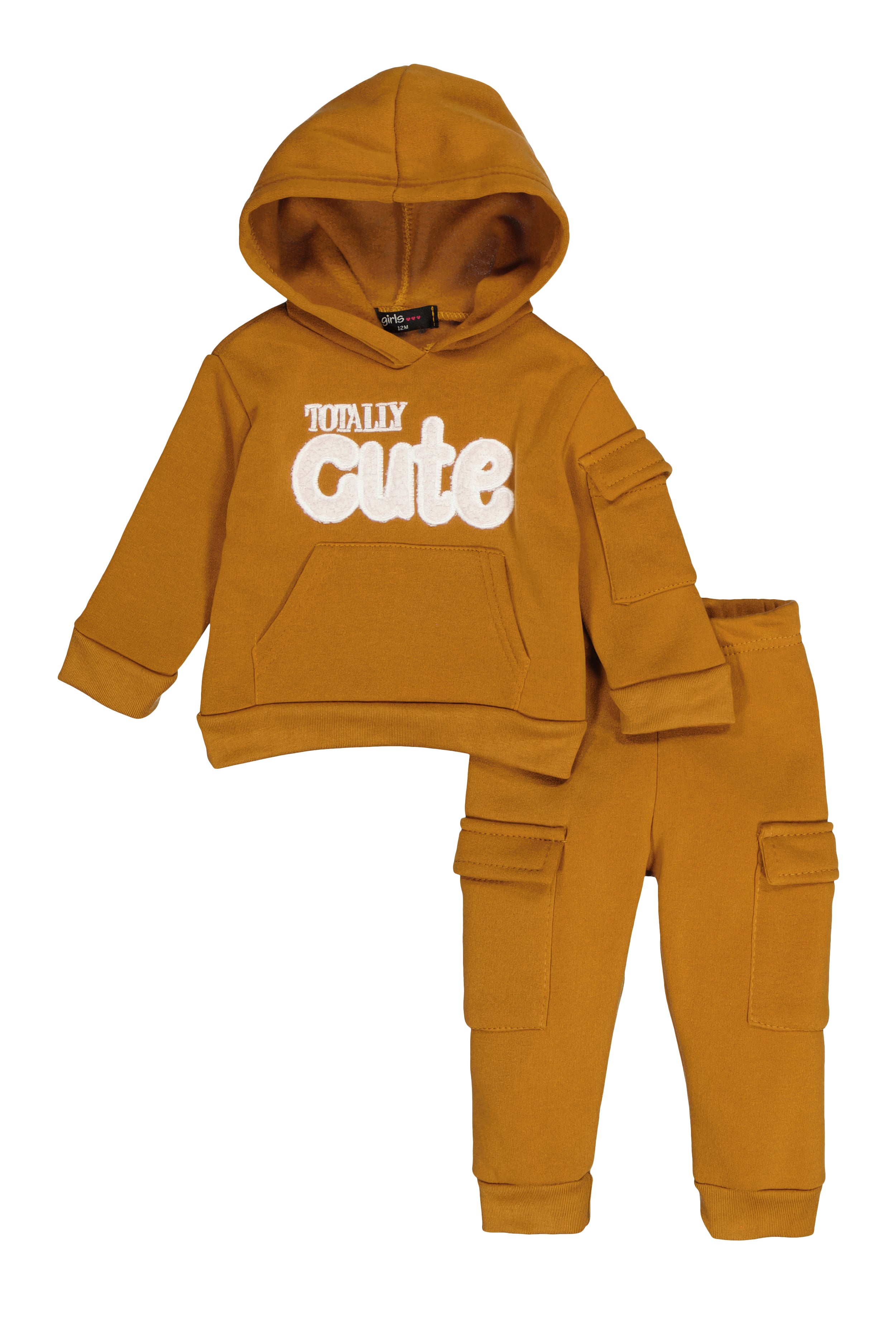 Baby Girls 12-24M Totally Cute Chenille Patch Hoodie and Joggers、mySite、camillekostekn