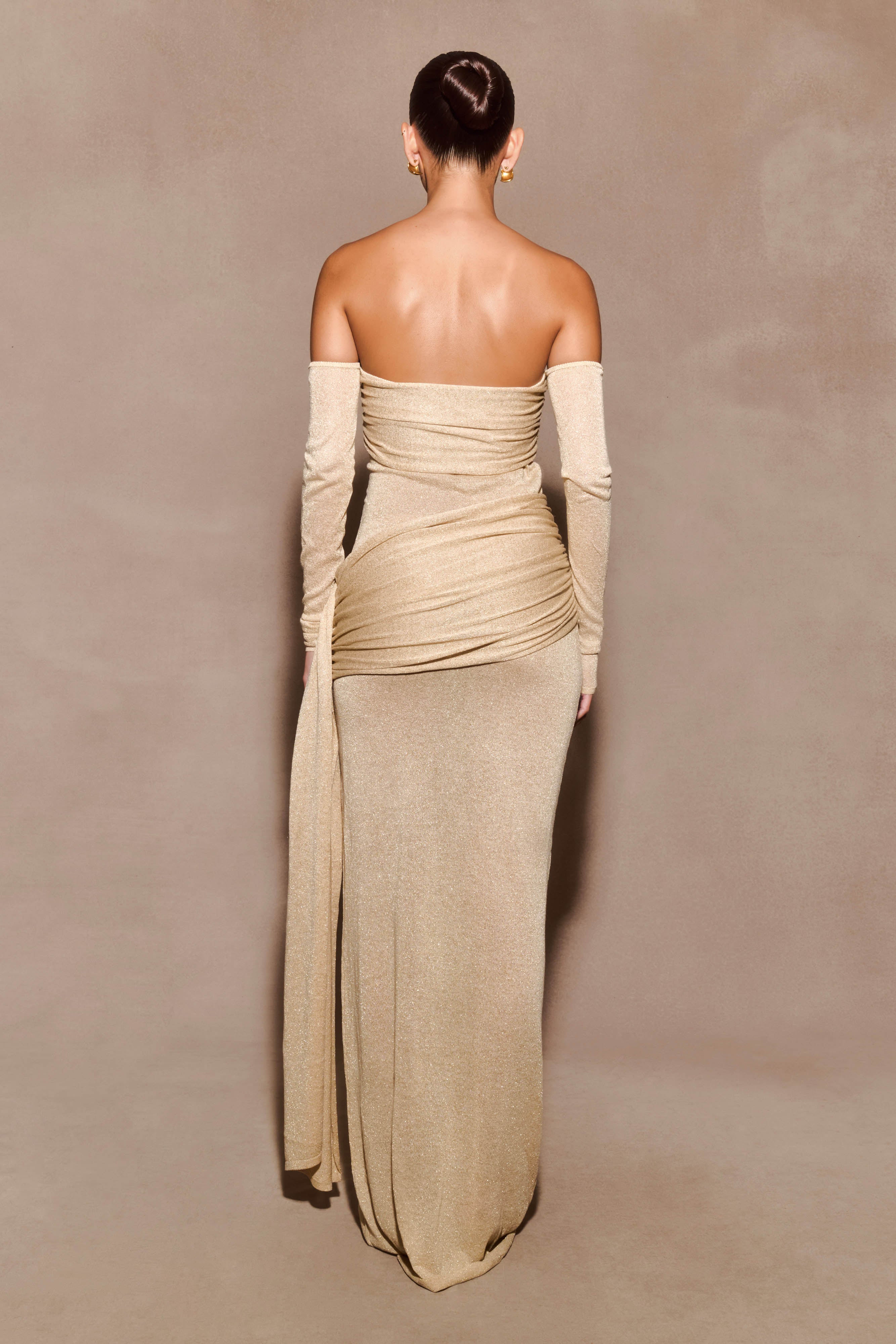 Ingrid Metallic Knit Maxi Dress - Bronze、mySite、solidvoid