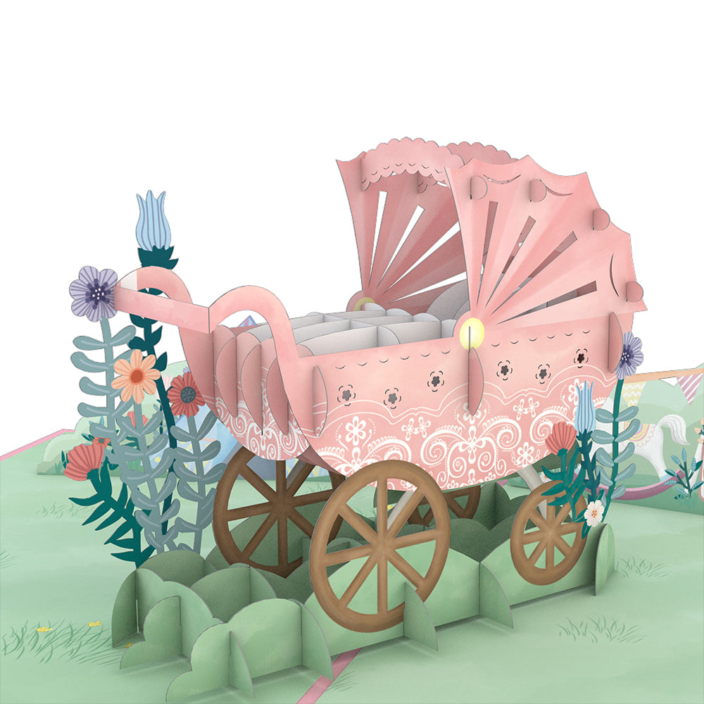Pink Baby Carriage Pop-Up Card、mySite、solidvoid