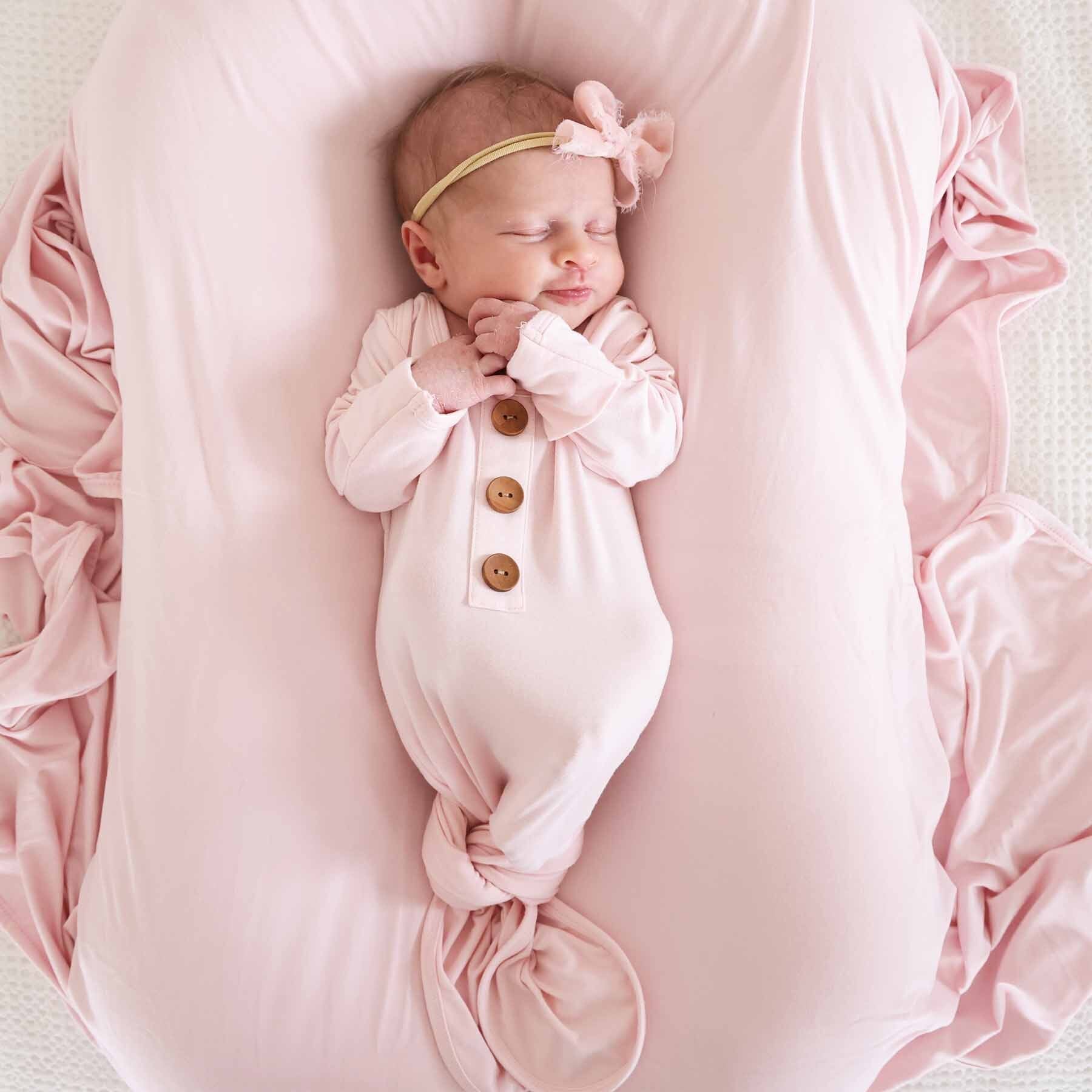  Solid Blush Bamboo Baby Knot Gown & Hat、mySite、layawaytickets