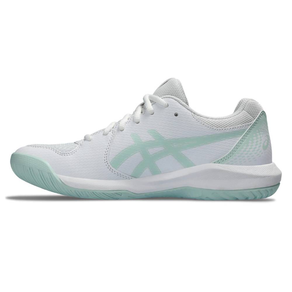 Asics Gel Dedicate 8 Women's Tennis Shoe (White/Pale Blue)