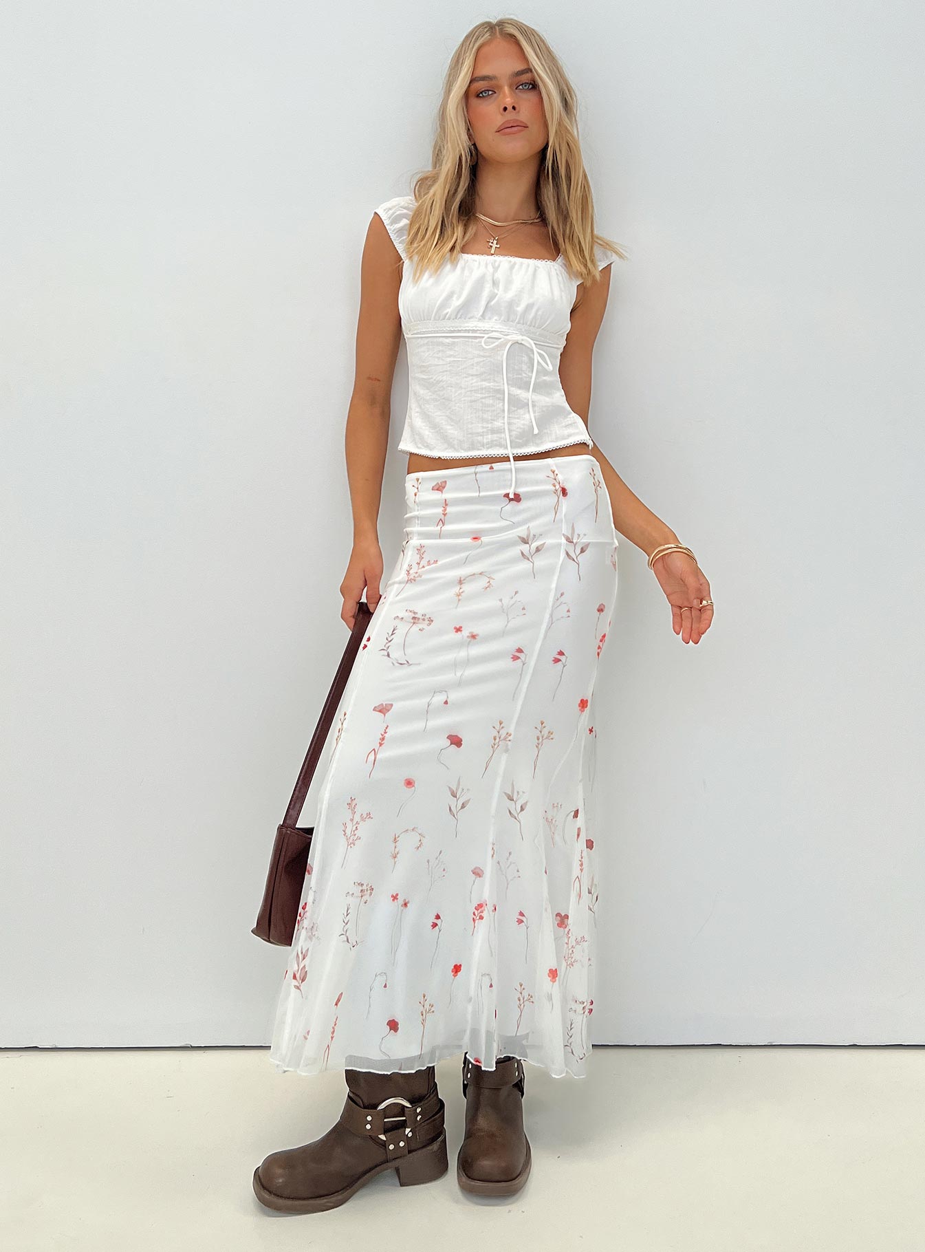 Breezewood Maxi Skirt White、mySite、solidvoid
