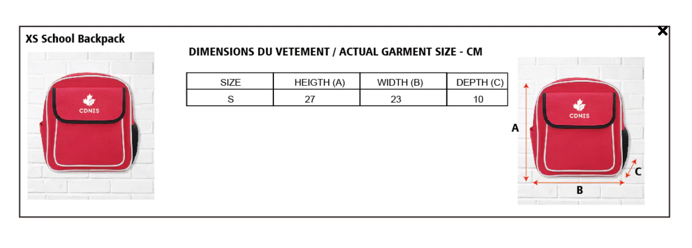 CDNIS XS School Backpack、mySite、g9winljtr