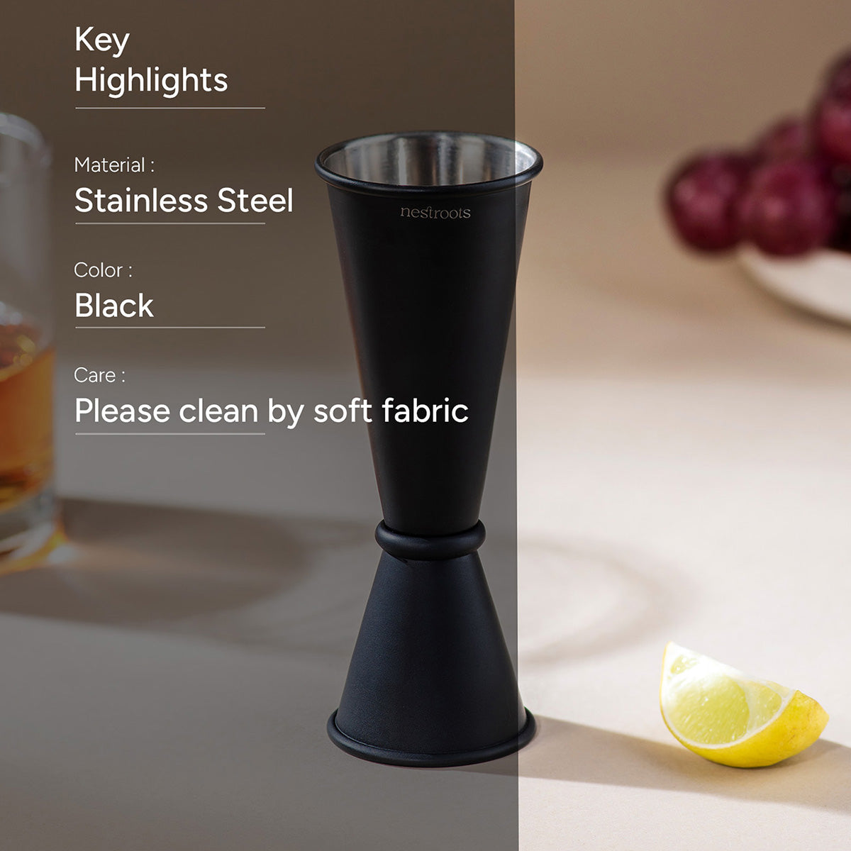 Bar Tools | Stainless Steel Peg Measurer | Dual Side | Black、mySite、camillekostekn