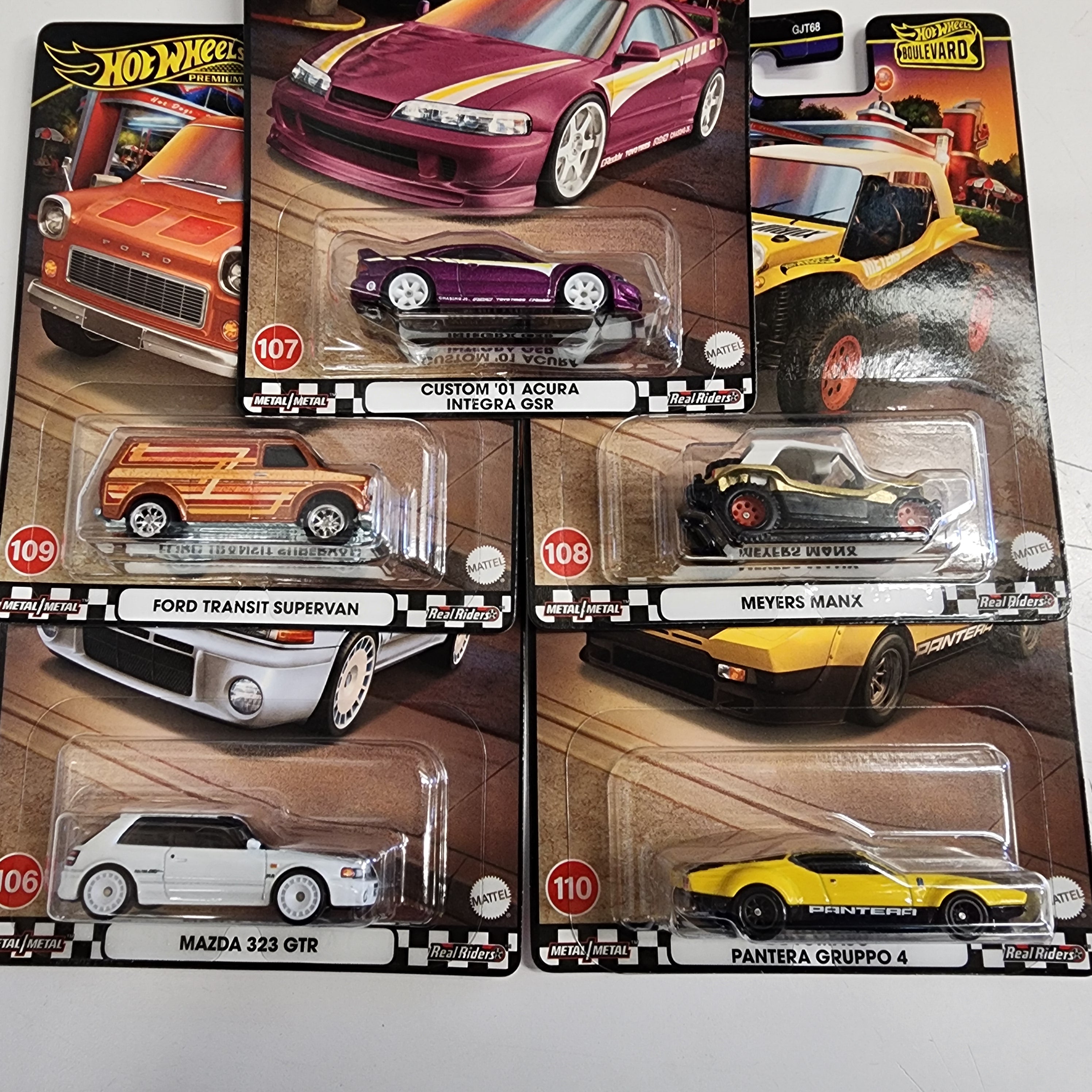 Complete 5 Car Set Case Y * 2024 Hot Wheels Boulevard w/ Pantera, Integra、mySite、hgirdovlk