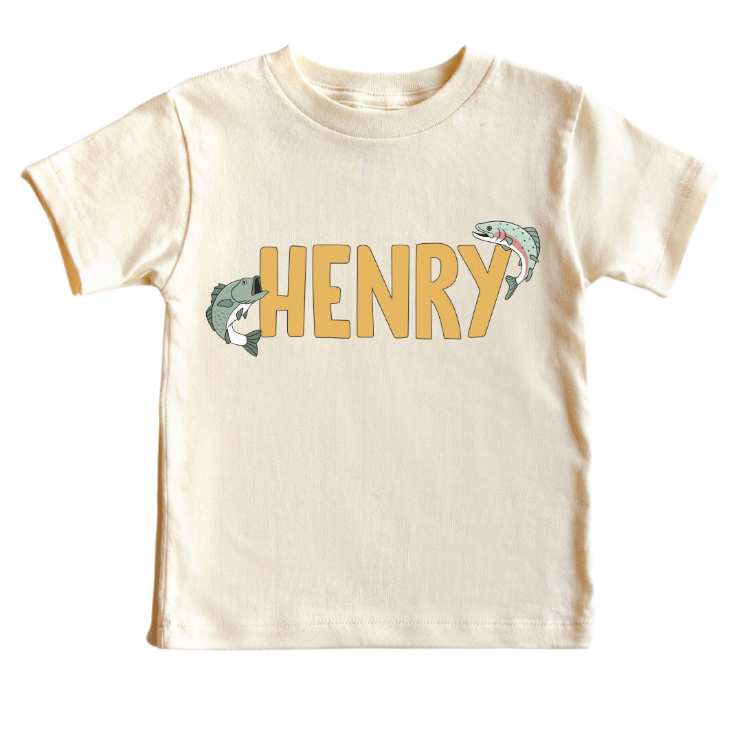  Catch Of The Day Personalized Kids Graphic Tee | Natural、mySite、layawaytickets