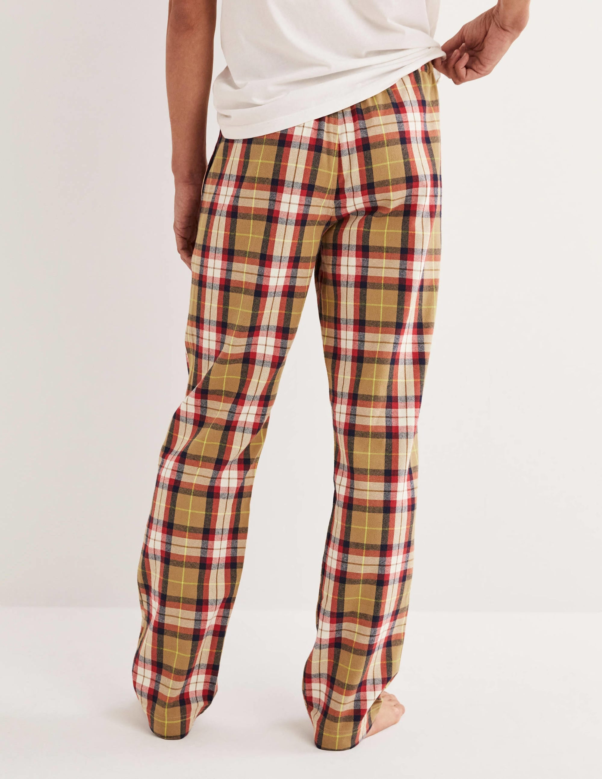  Brushed Cotton Pajama Bottoms-Camel/Red Check、mySite、ashleygrahame
