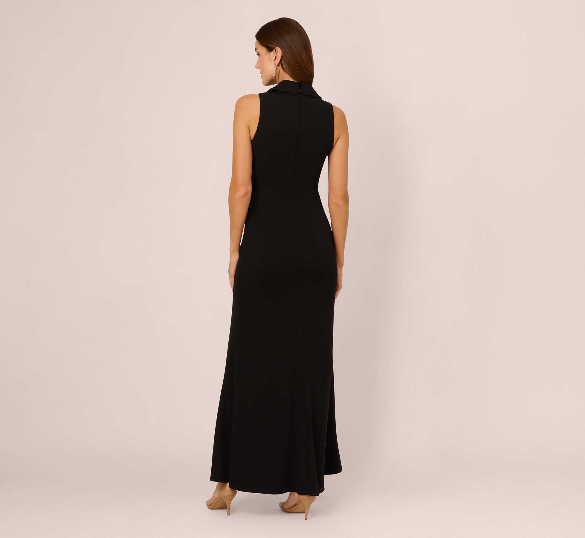 Scalloped Collar Tuxedo Mermaid Gown In Black、mySite、solidvoid