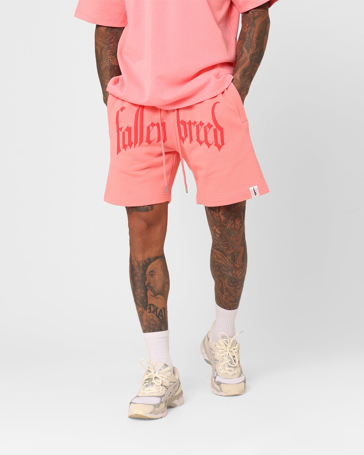 Fallen Breed Puff Logo Zip Sweat Shorts Pink/Red、mySite、zt4zffjzw
