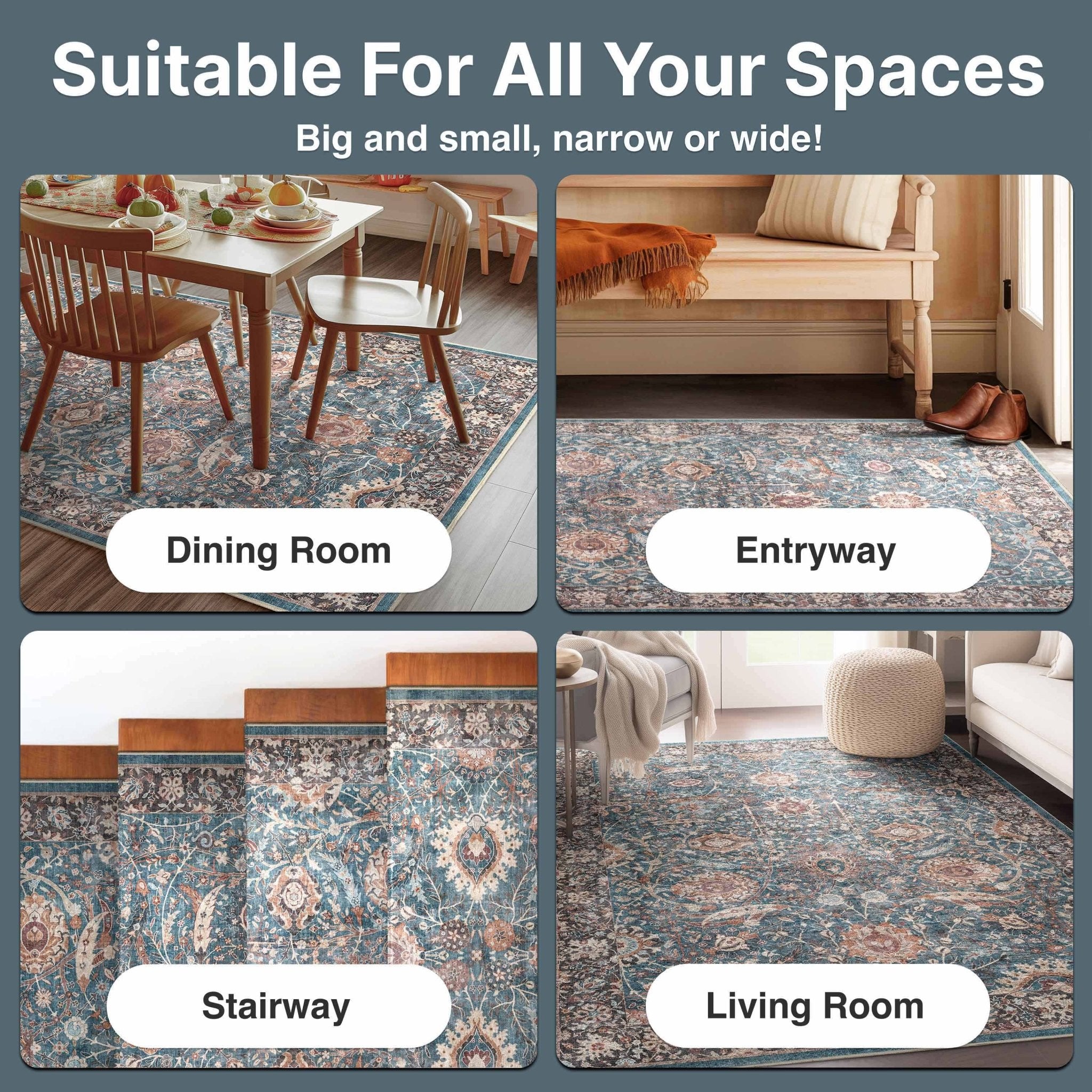 Liana Vintage Oriental Teal Flat-Weave Rug、mySite、gigharbornorthrealestate