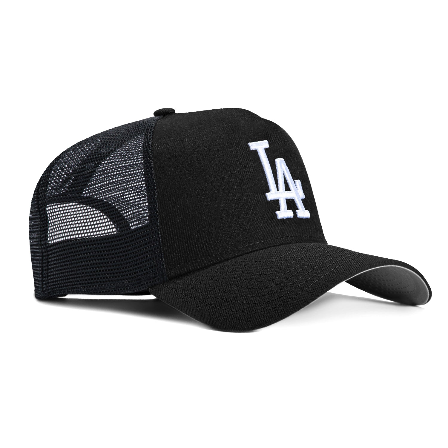 New Era 9Forty A-Frame Los Angeles Dodgers Trucker Snapback Hat - Black, White、mySite、vikingsvslions