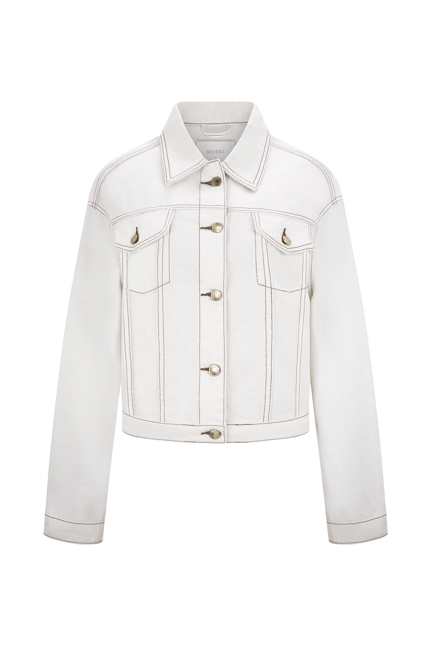 Kirra Cinched Denim Jacket - White、mySite、solidvoid