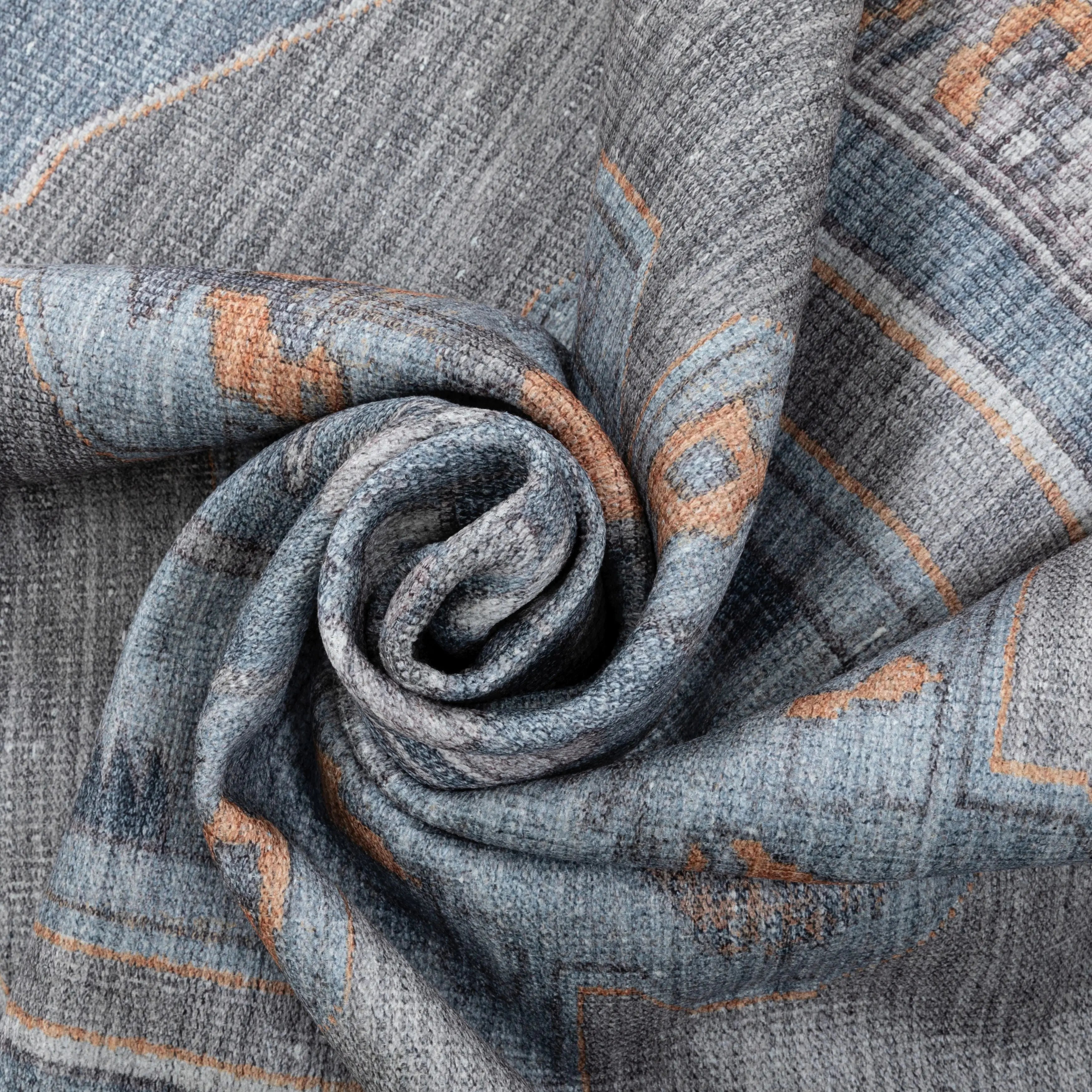 Cambria Machine Washable Vintage Medallion Oriental Light Blue Flat-Weave Distressed 5'3 x 7'3 Rug、mySite、gigharbornorthrealestate