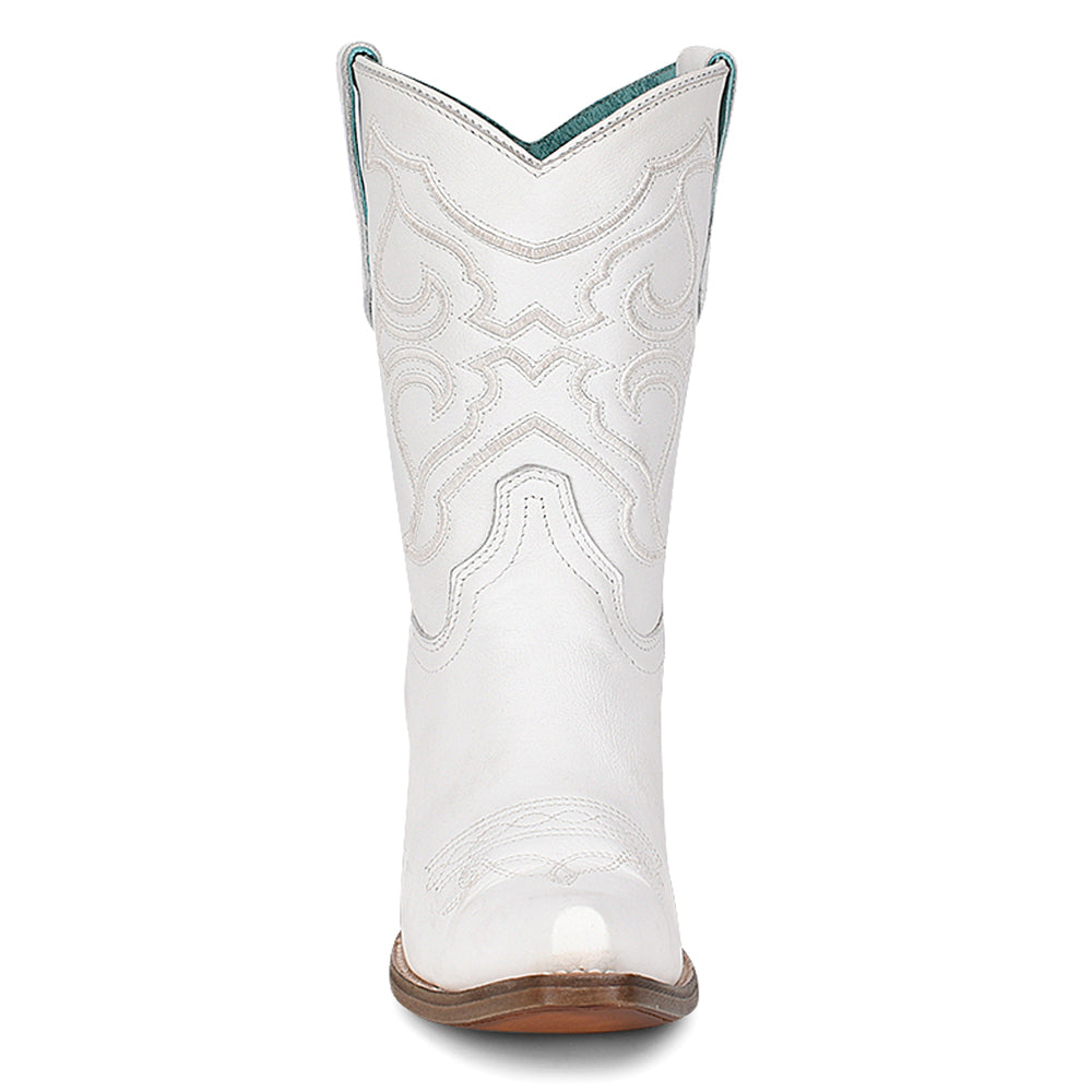White Embroidered Snip Toe Cowboy Booties、mySite、gtrtttuynbv