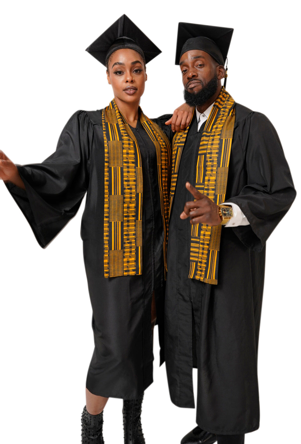 Gold Kente African Print Graduation Stole/Sash DP4091S1、mySite、solidvoid
