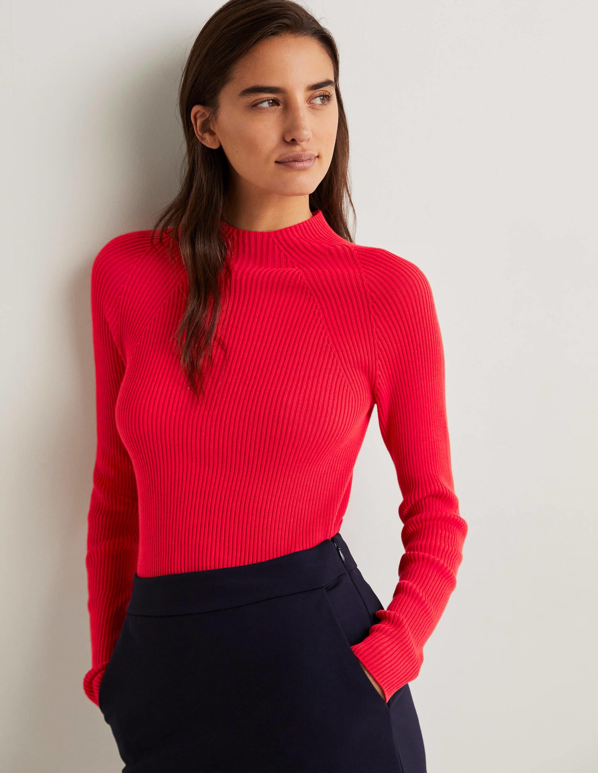  Ribbed High Neck Jumper-Strawberry Tart Red、mySite、ashleygrahame