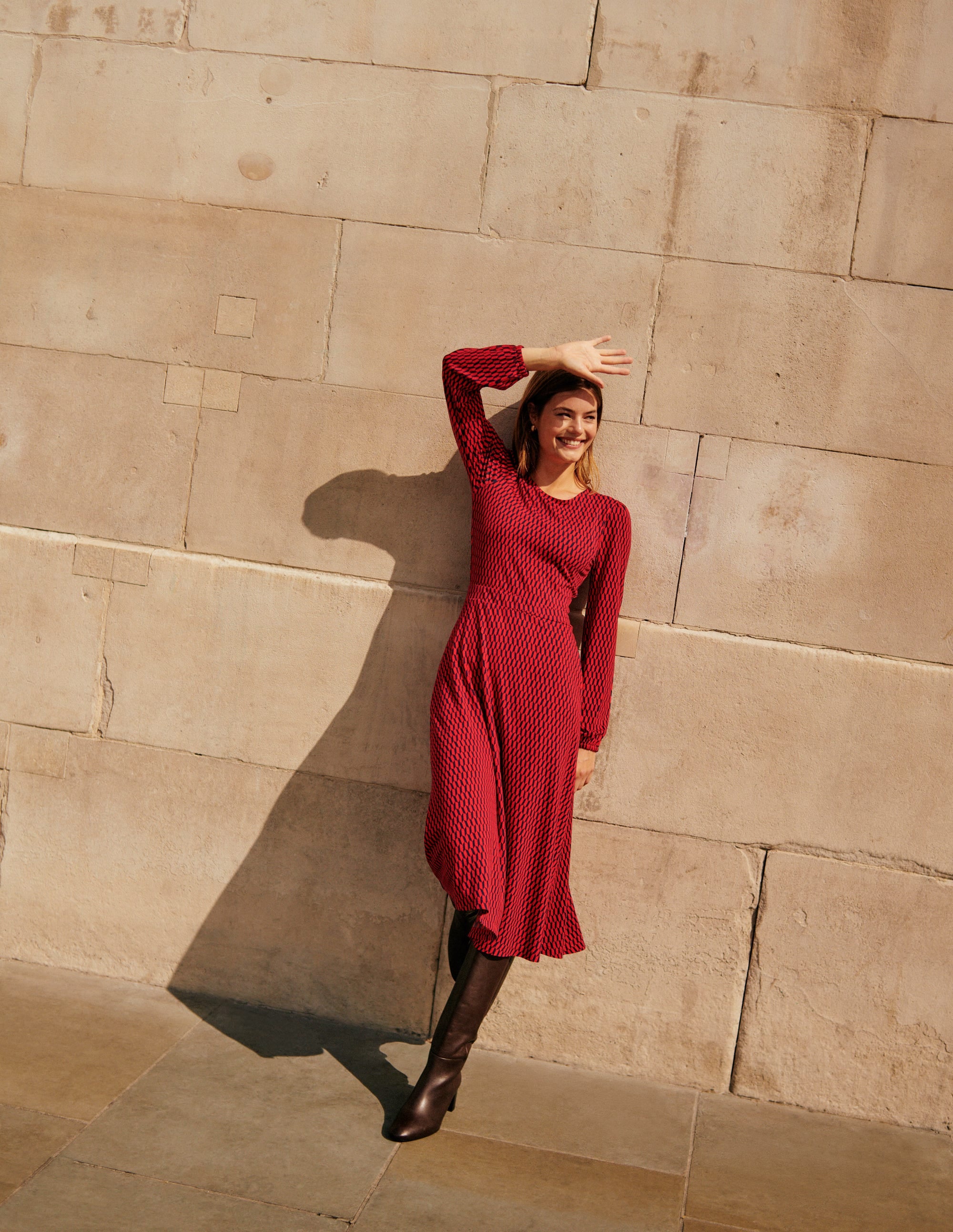  Camille Jersey Midi Dress-Brilliant Red, Block Tile、mySite、ashleygrahame