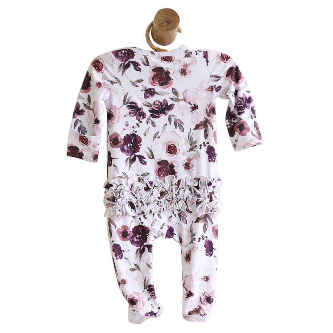  Demi's Dusty Purple Floral Zipper Ruffle Footie、mySite、layawaytickets