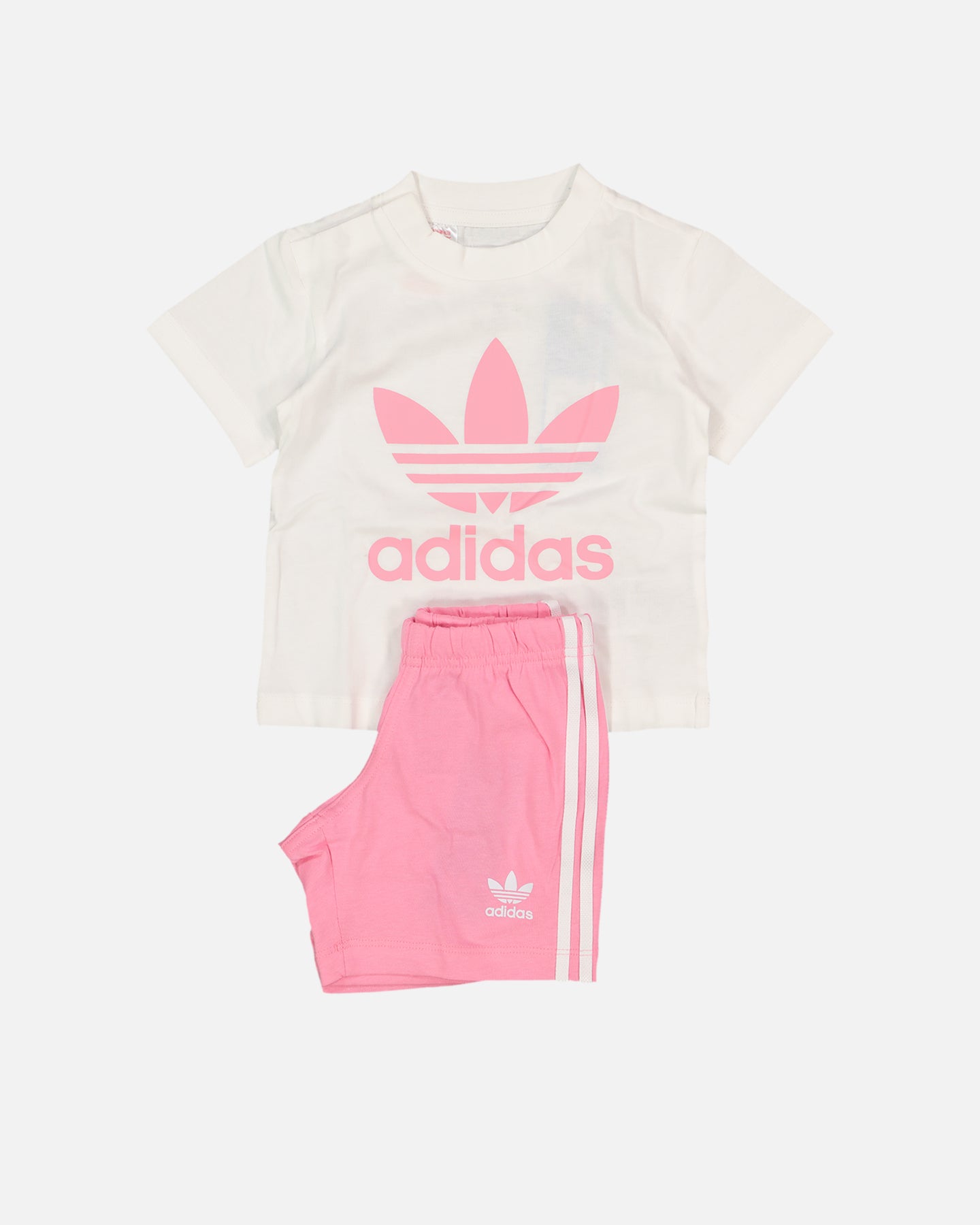 Adidas Infants' Trefoil Shorts Tee Set White/Bliss Pink、mySite、zt4zffjzw