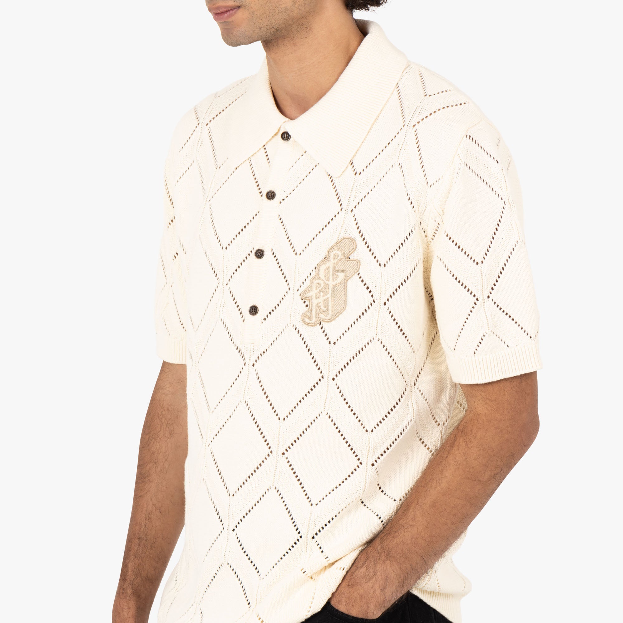  Honor the Gift Diamond Knit Polo / Cream、mySite、merchandisen