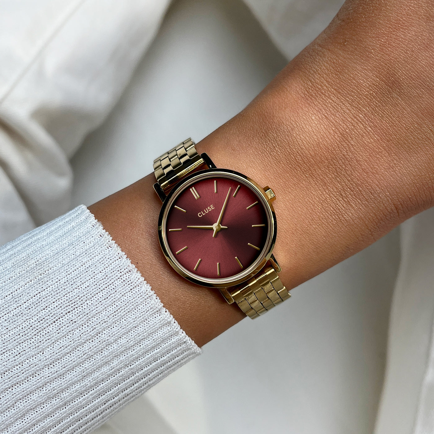  Boho Chic Petite Watch Steel, Dark Cherry, Gold Colour