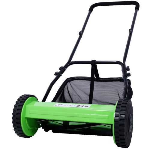 16-Inch 5-Blade Push Reel Lawn Mower with Grass Catcher, GREEN COLOR、、eastwooduniform