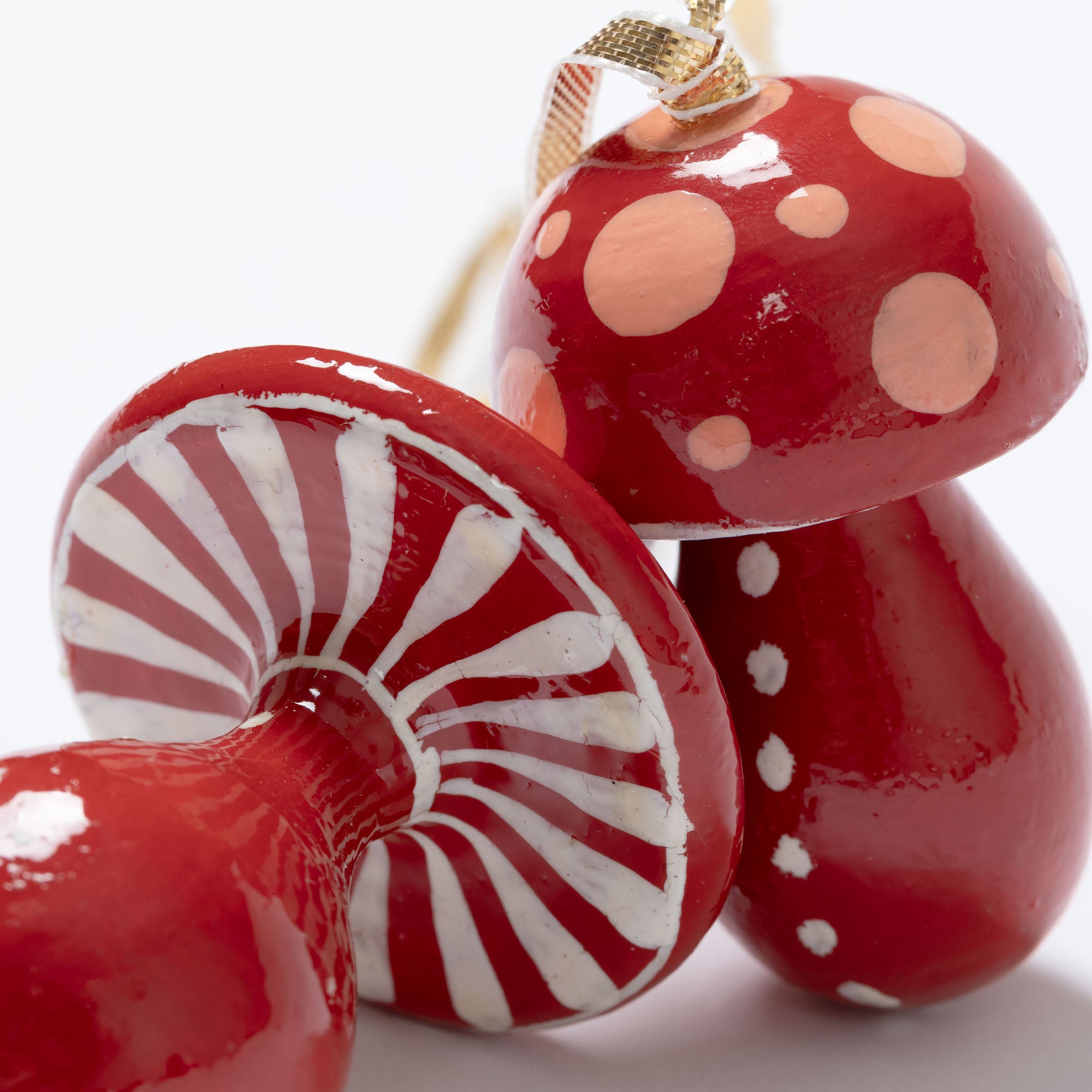 Hand Painted Mushroom Ornaments - Set of 2、mySite、camillekostekn