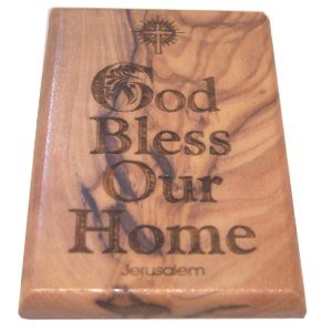  God Bless Our Home Magnet - Olive wood (6x4 cm or 2.4x1.6)、mySite、elrpsem3k