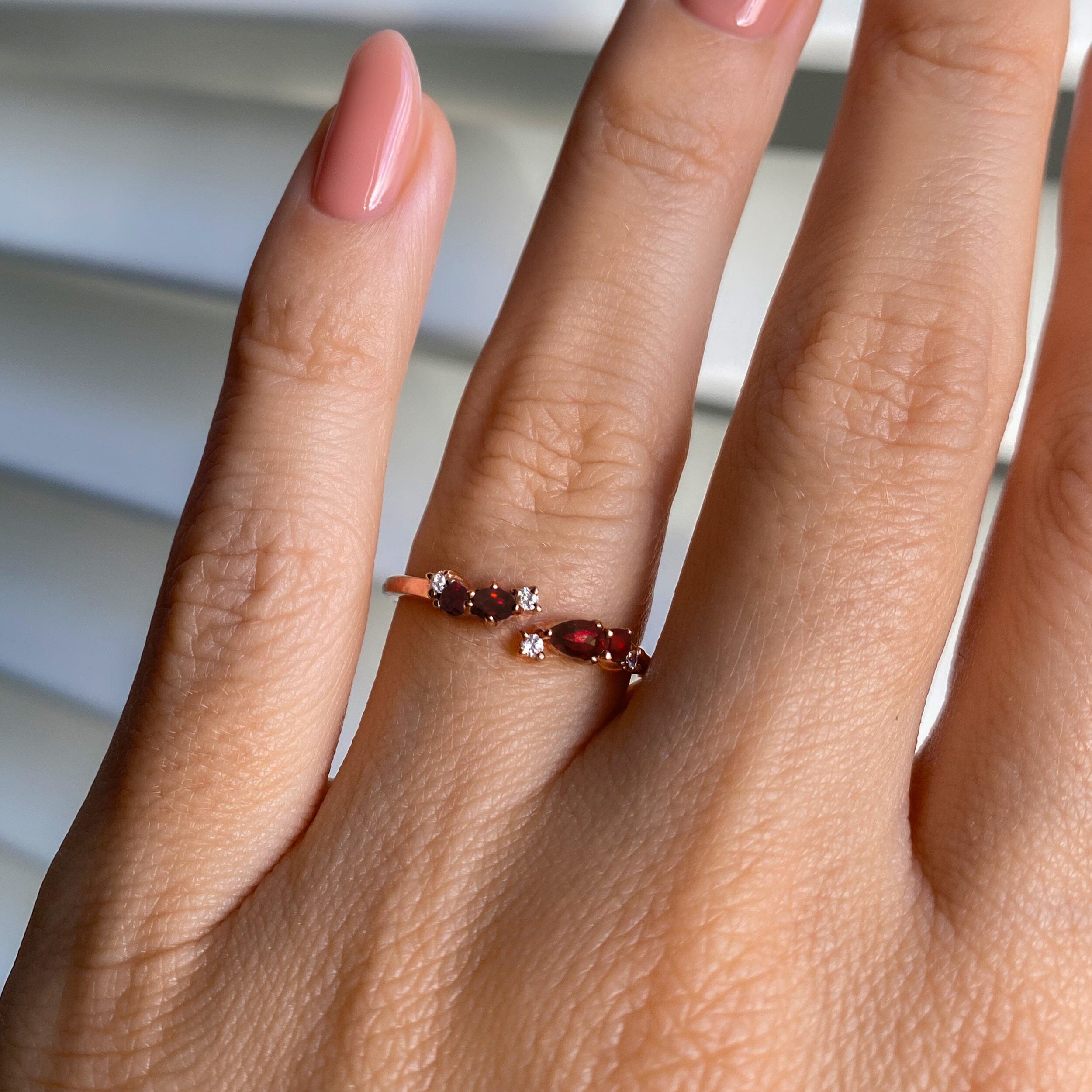 Adjustable Garnet Ring Flourish - January Birthstone、mySite、hinf8tx79
