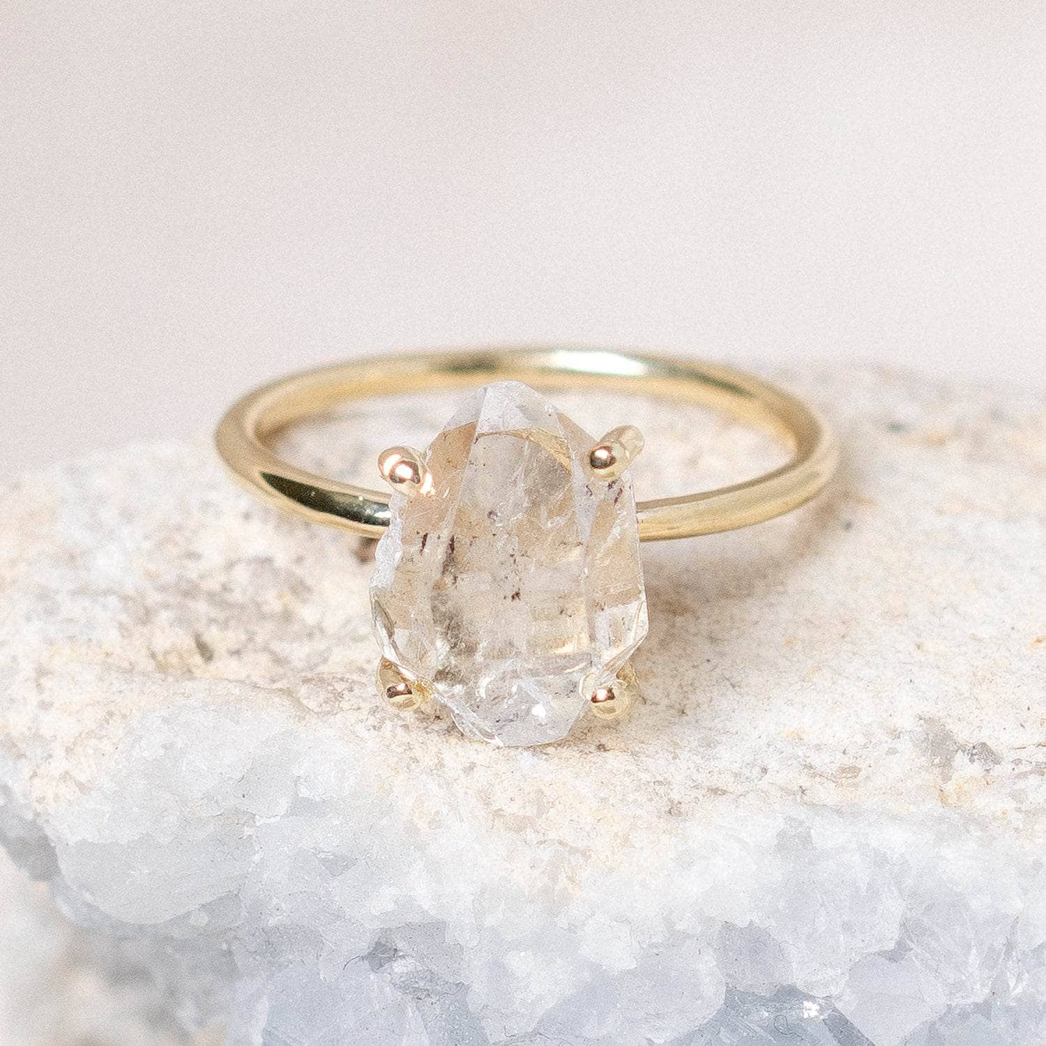 Clear Quartz Raw Freeform Gold or Silver Ring、mySite、hinf8tx79