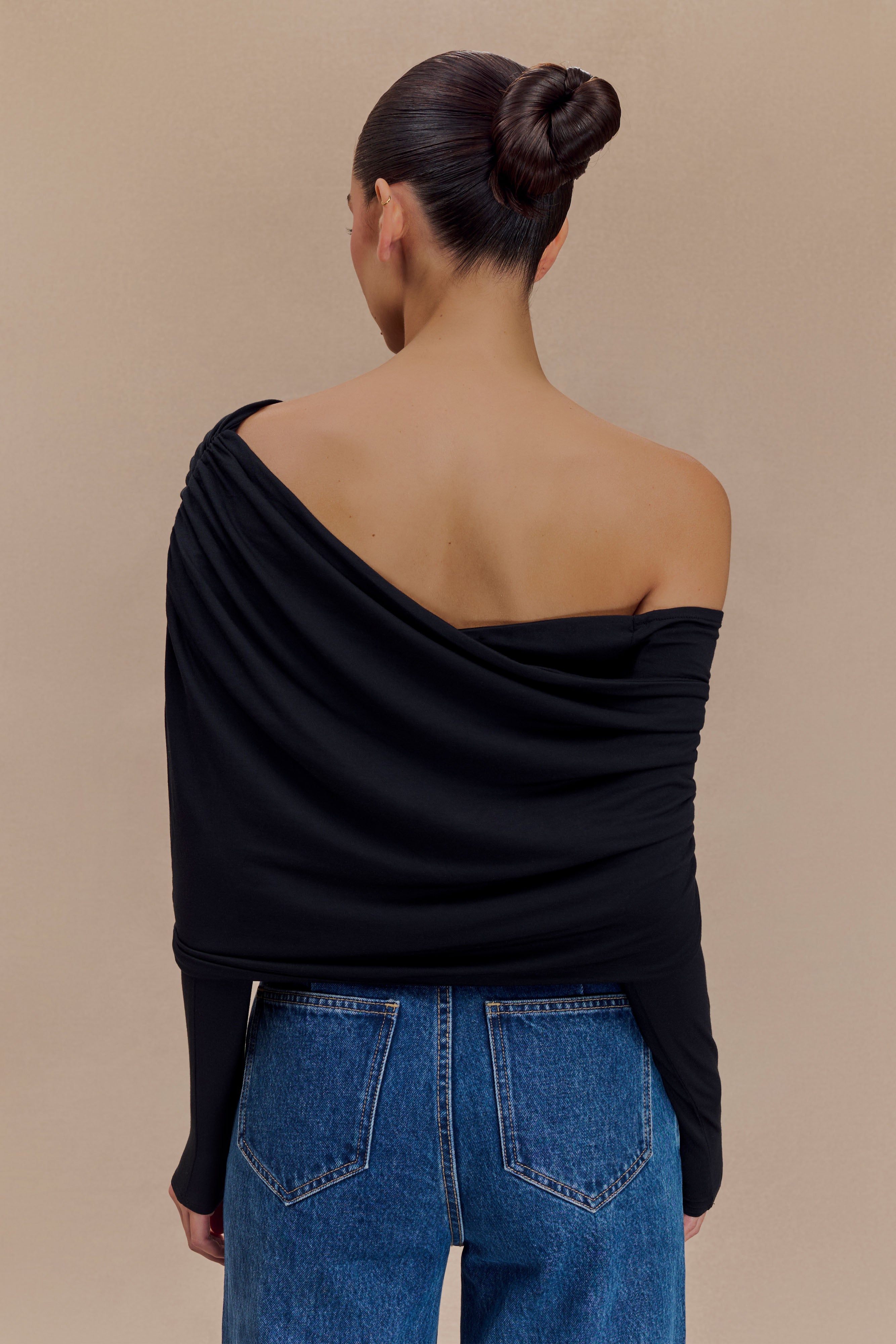 Corinna Modal One Shoulder Top - Black、mySite、solidvoid