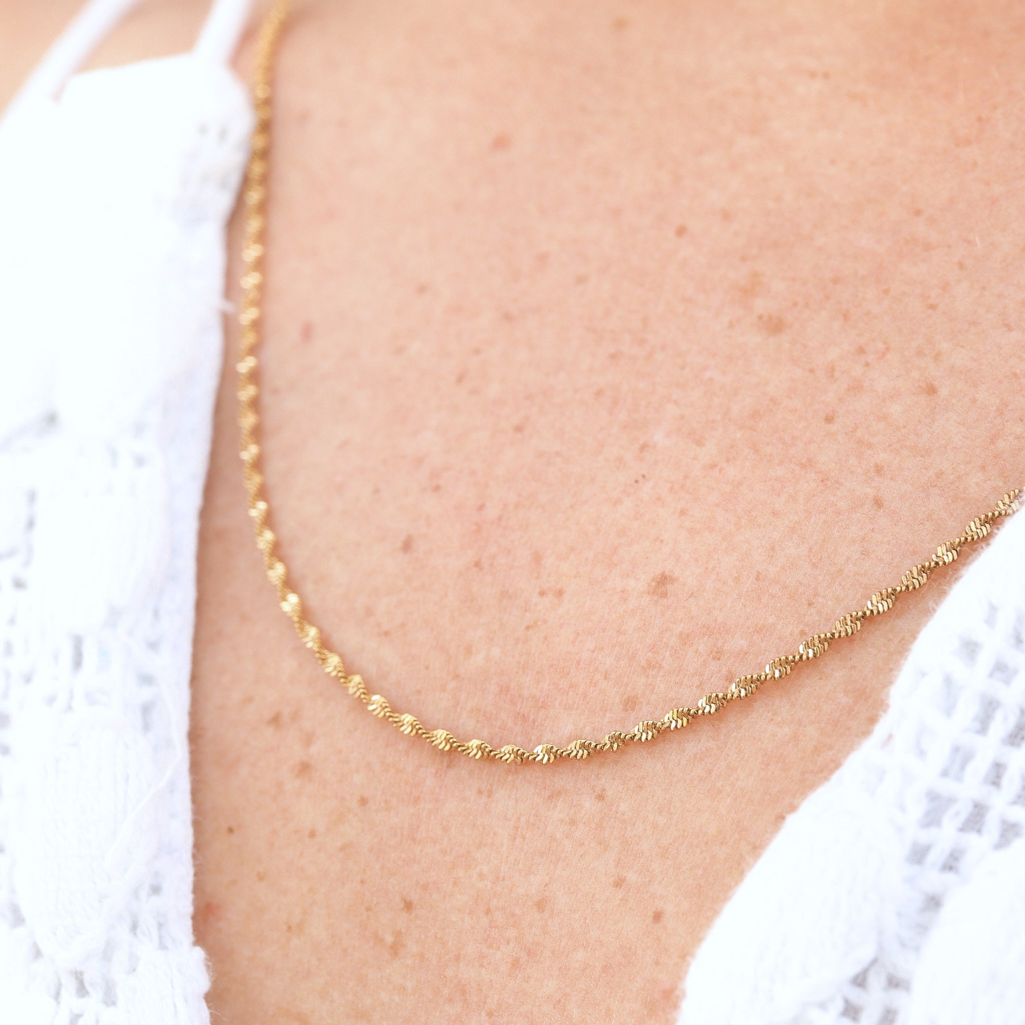 18K Gold PVD Stainless Steel Singapore Chain - By The Foot / SPL1027、mySite、dreamappss