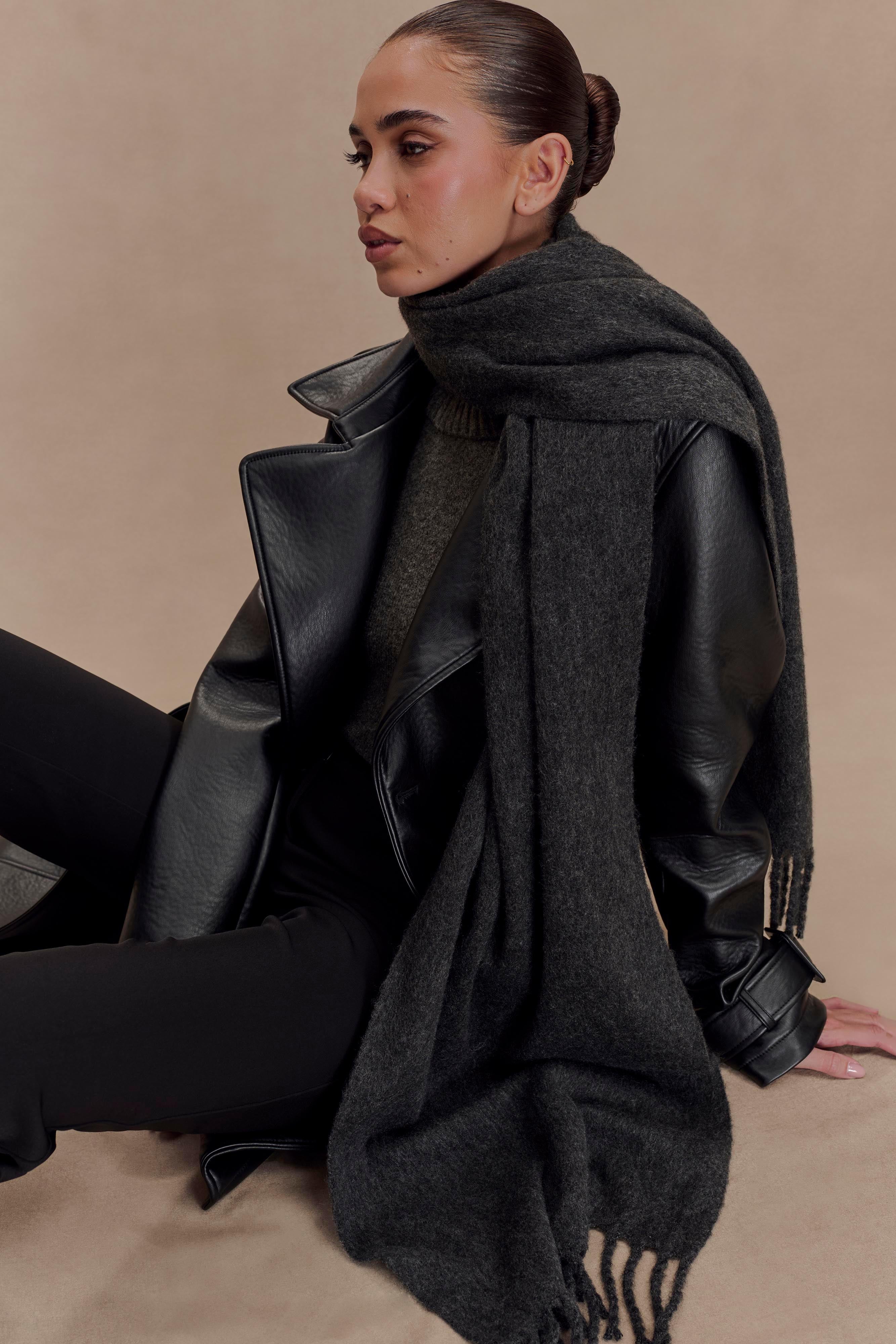 Tarah Faux Leather Trench Coat - Black、mySite、solidvoid