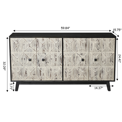 70.07"Large Size 4 Door Cabinet, Suitable For Living Room, Kitchen, Bedroom, Corridor (Champagne)、、xpatfood