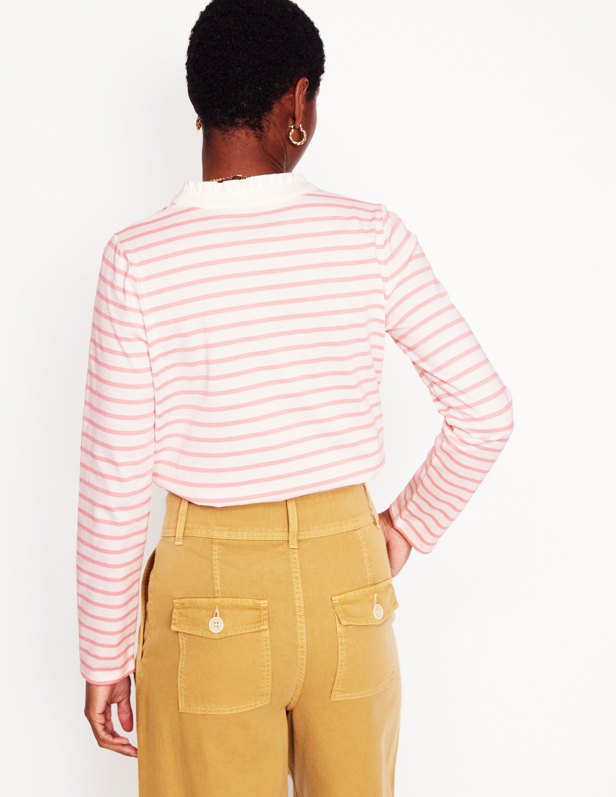  Frill Neck Breton Top-Ivory, Quartz Pink Stripe、mySite、ashleygrahame