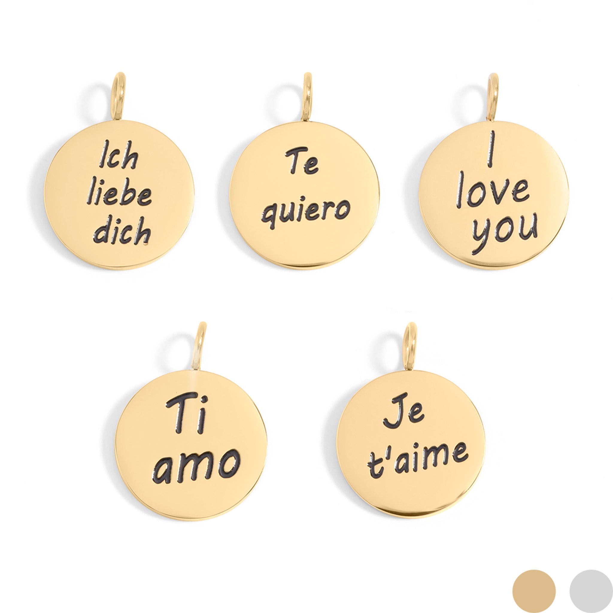 18K Gold PVD Stainless Steel I Love You Language Charm / PDL0260、mySite、dreamappss