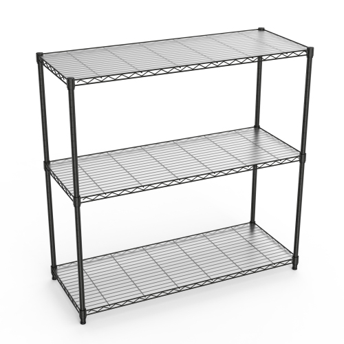 3 Tier Wire Shelving Unit, 1050 LBS NSF Height Adjustable Metal Garage Storage Shelves, Heavy Duty Storage Wire Rack Metal Shelves - Black、、casual