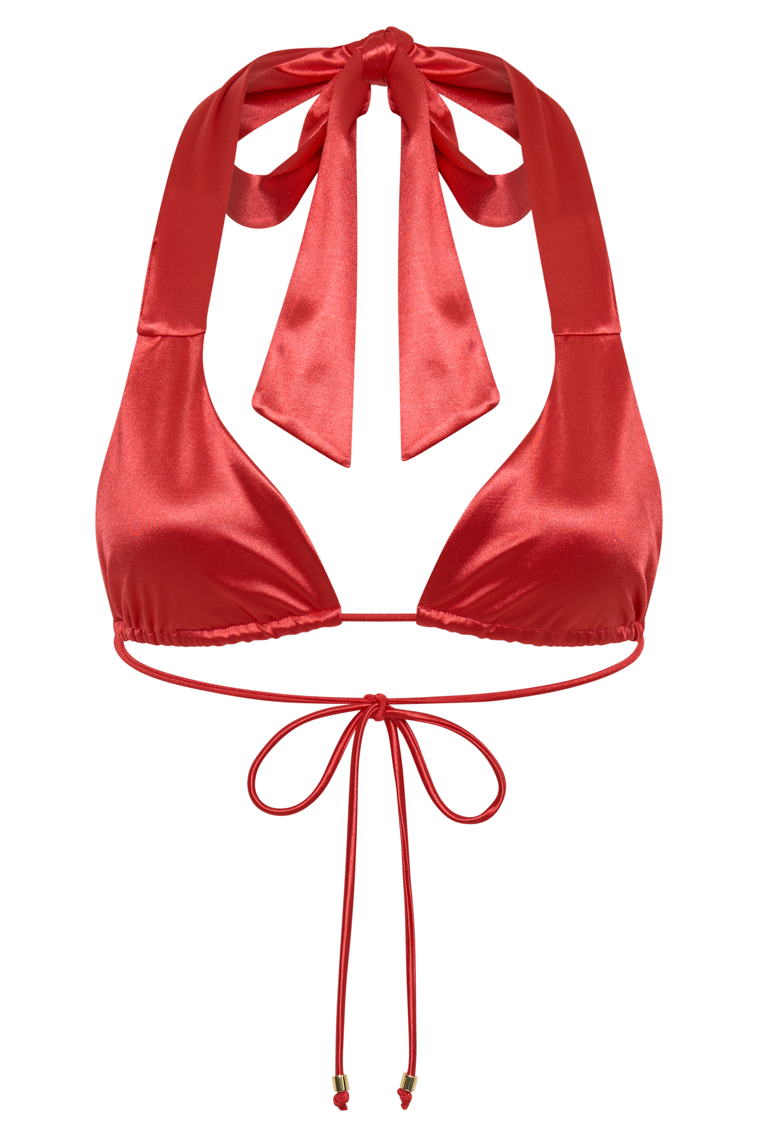 Danika Satin Knot Bikini Top - Pomegranate、mySite、solidvoid