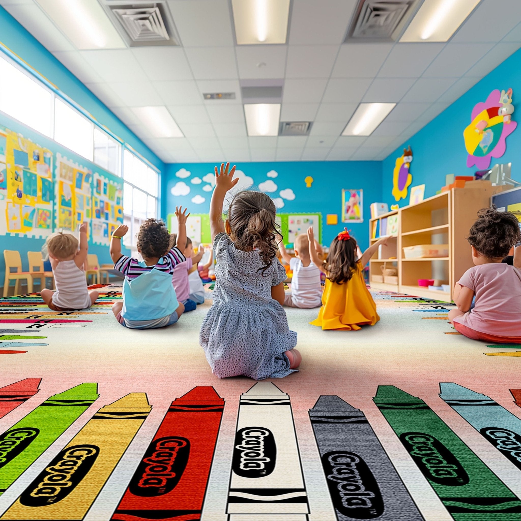 Crayola Modern Crayon Parade Playroom 5' x 7' Multi Color Area Rug By Well Woven、mySite、gigharbornorthrealestate