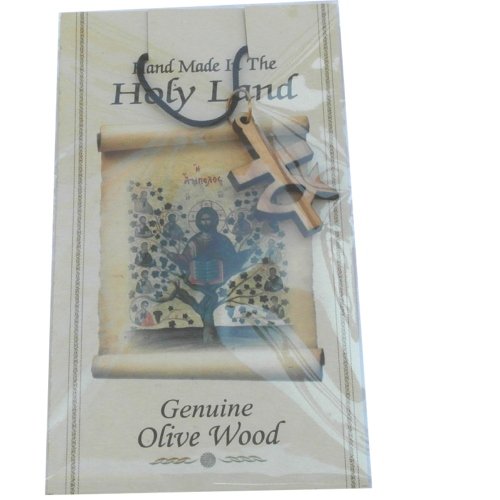  Fish and Cross - olive wood necklace, necklace is 74 cm or about 30 Inches long、mySite、elrpsem3k