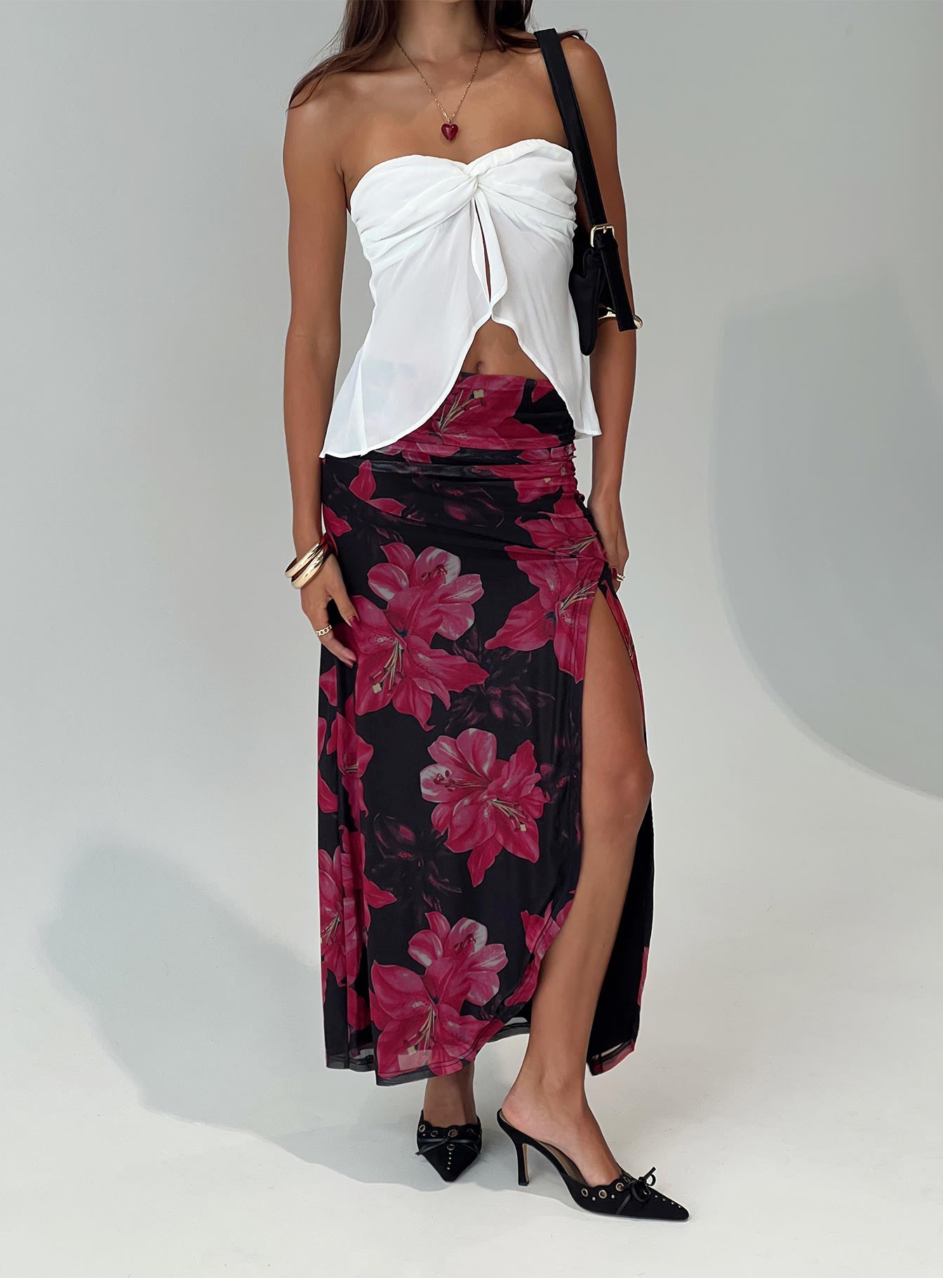 Cooperi Maxi Skirt Black / Red Floral、mySite、solidvoid