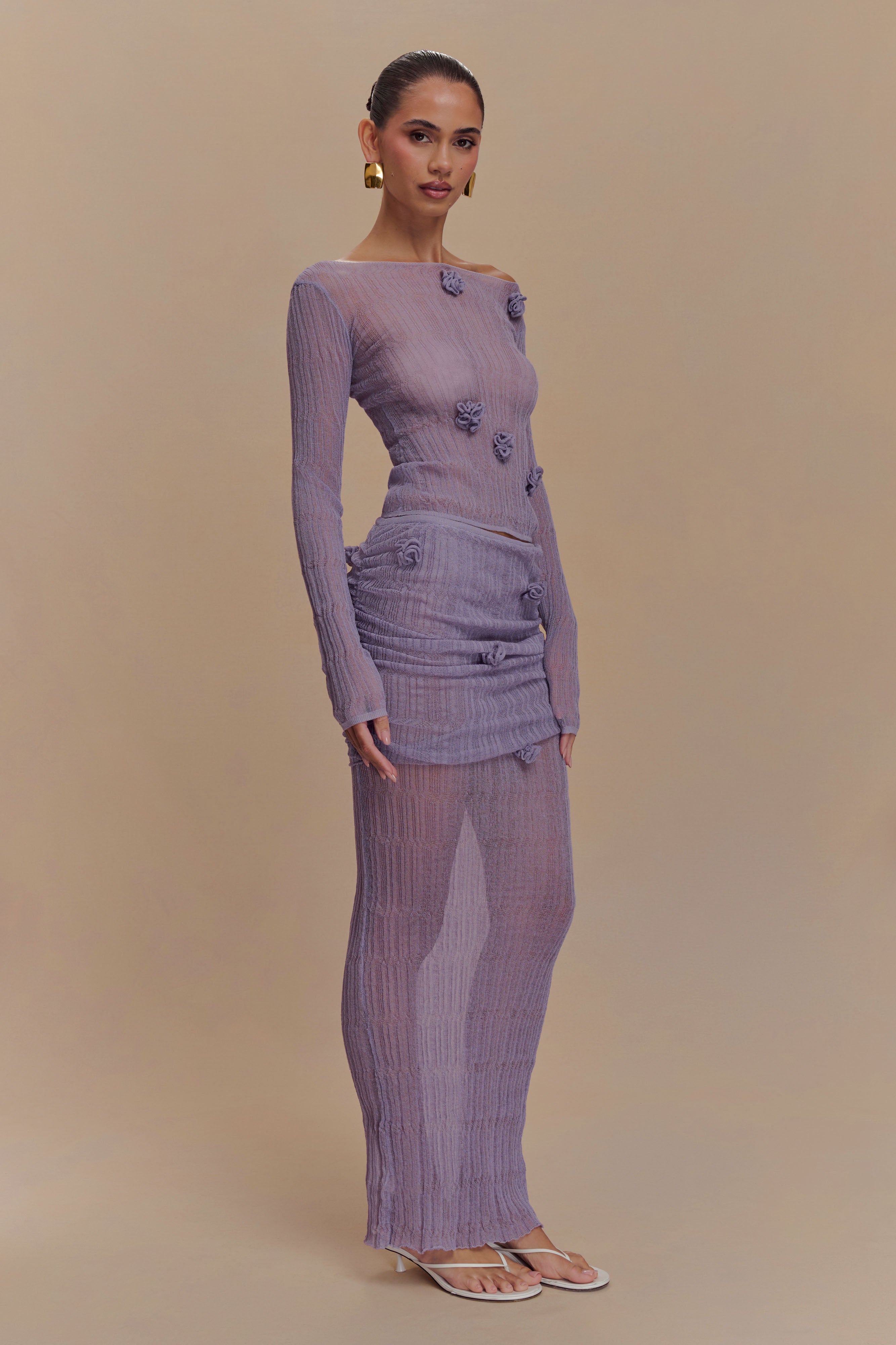 Orianna Orchid Long Sleeve Knit Top - Orchid、mySite、solidvoid