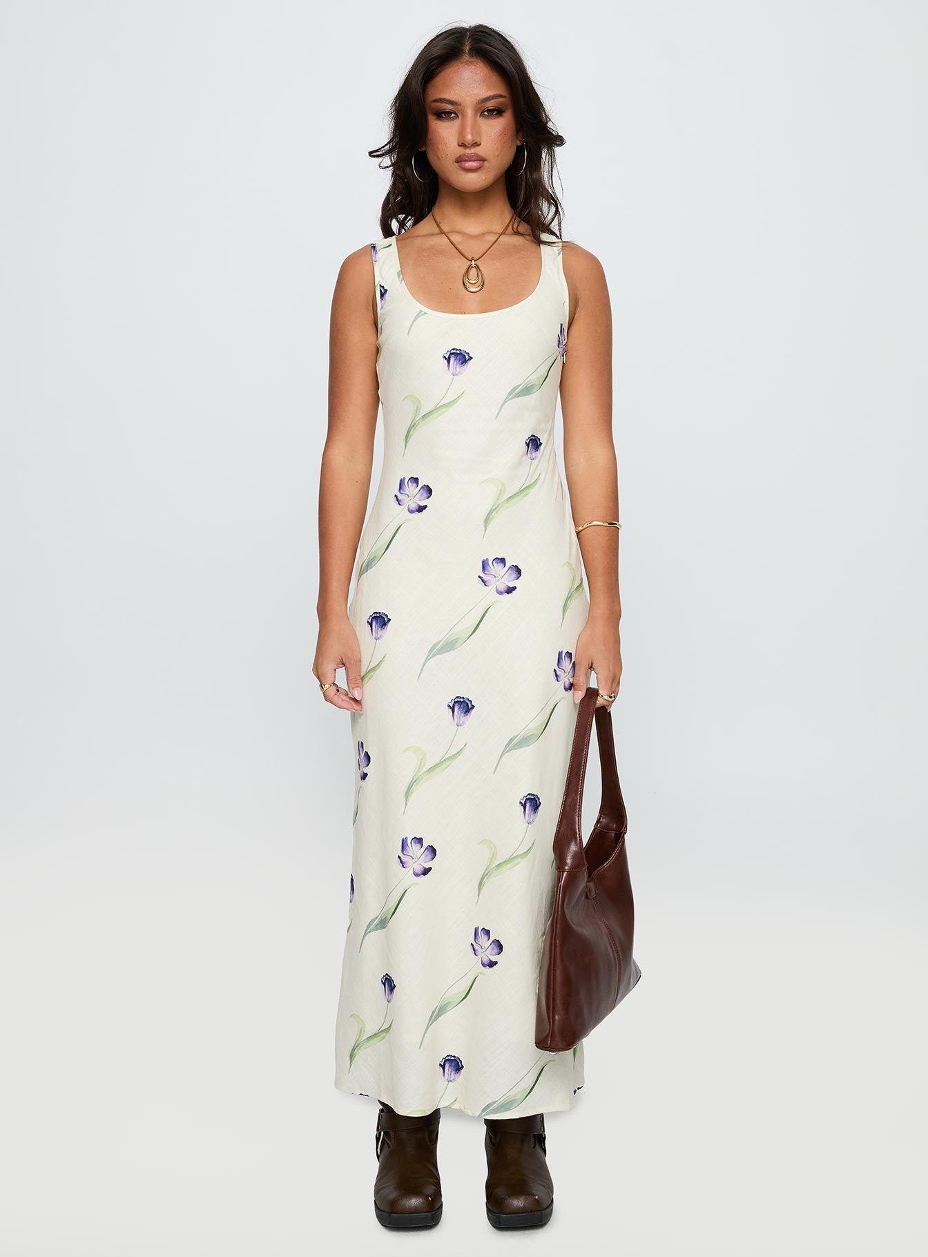 Jessabelle Linen Blend Midi Dress Cream Floral、mySite、solidvoid