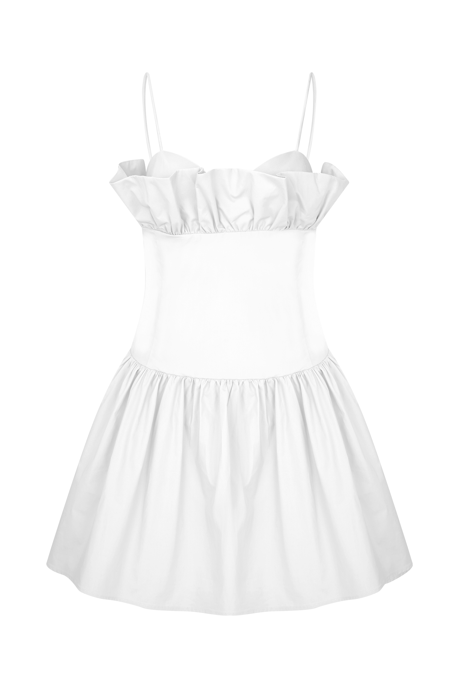 Janis Cotton Frill Mini Dress - White、mySite、solidvoid