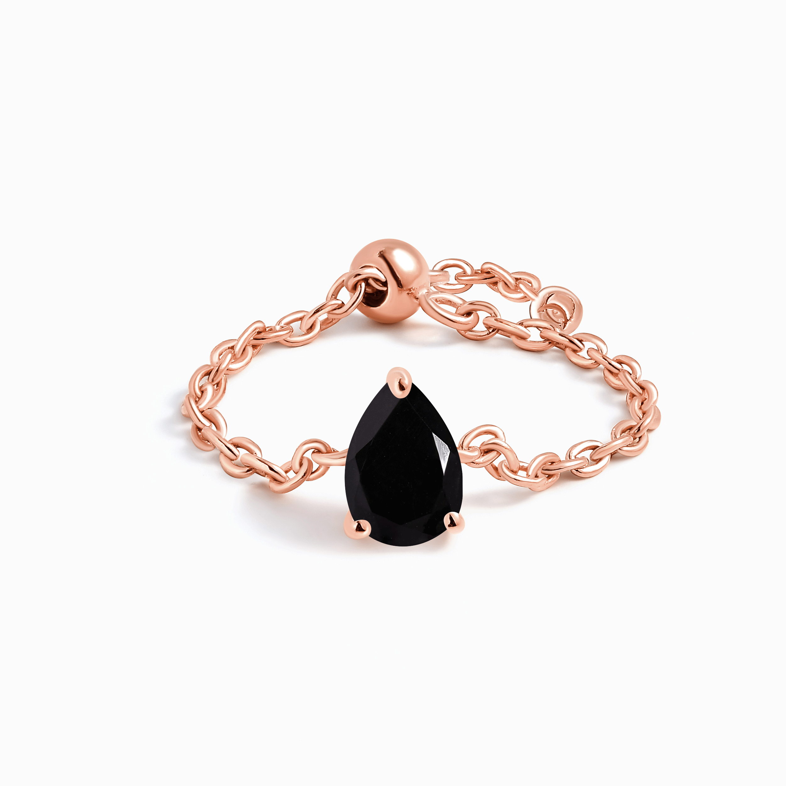 Black Obsidian Adjustable Chain Ring - Dew Drop、mySite、hinf8tx79