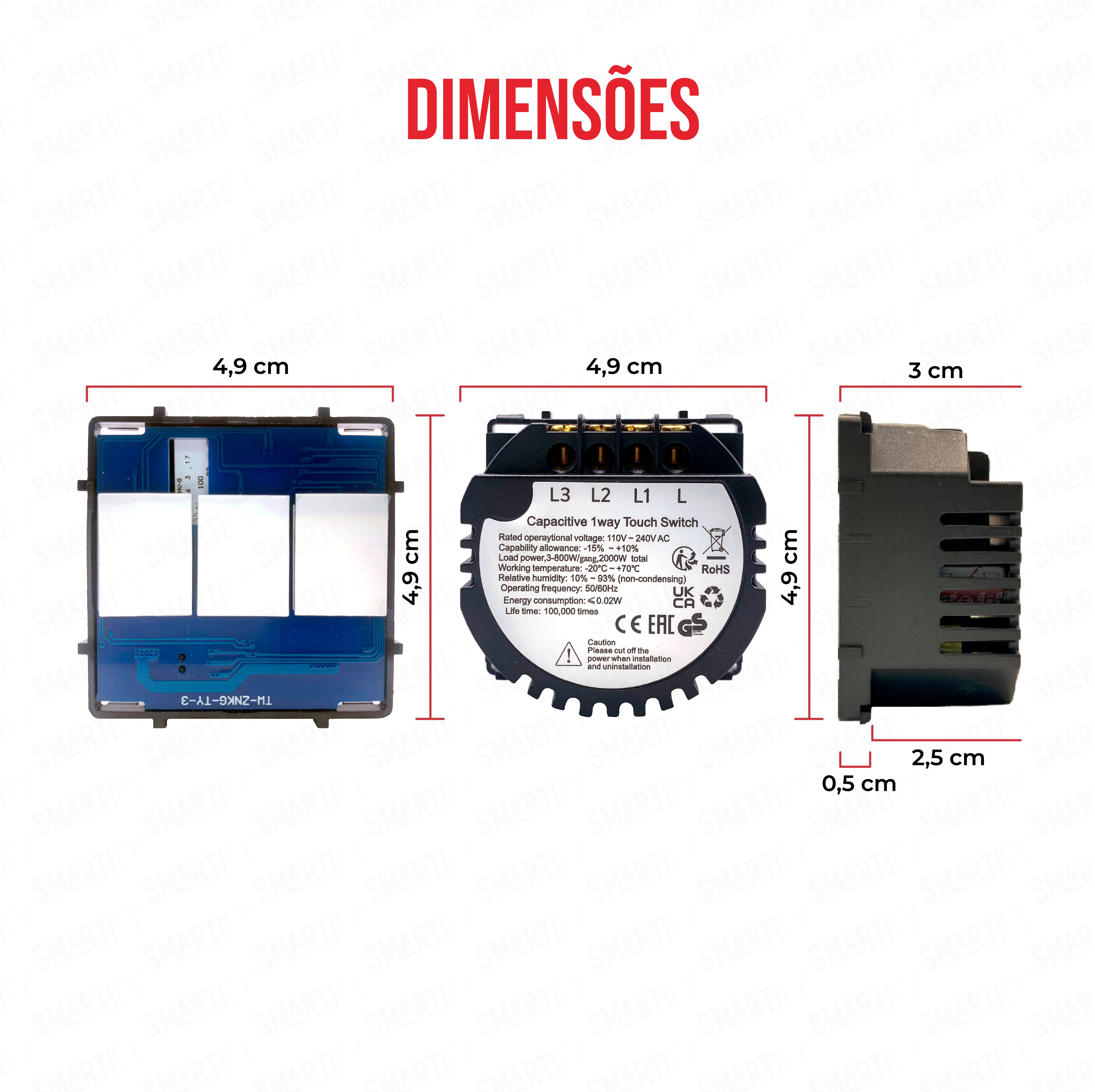 Smartify vPRO Módulo de 3 canais (com neutro) - SYPM03NO、mySite、fannypackpong