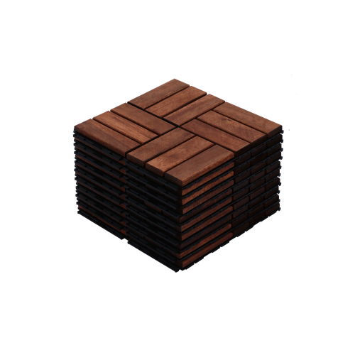 Acacia Wood Interlocking Deck Tiles Checker Pattern, 30 PCS 12" x 12" Square Acacia Hardwood Outdoor Flooring for Patio, Bancony, Pool Side,...、、eastwooduniform