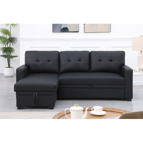 Upholstered Pull out Sectional Sofa with Chaise、、casual
