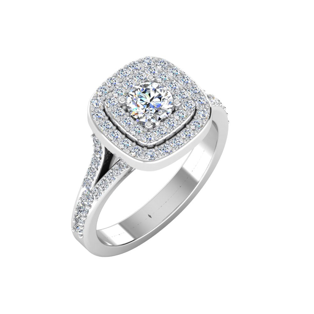 Round Split Shank Double Halo Moissanite Engagement Ring、mySite、hinf8tx79