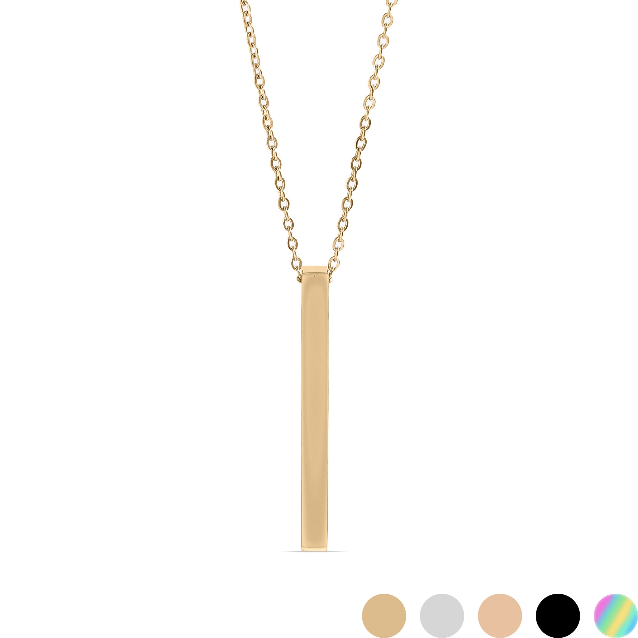 18K Gold PVD Stainless Steel Square 4 Sided Vertical Blank Bar Necklace / SBB0120、mySite、dreamappss